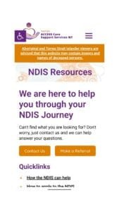 NDIS Resources website design in Darwin - Warrijki ACCESS Care Support Services NT