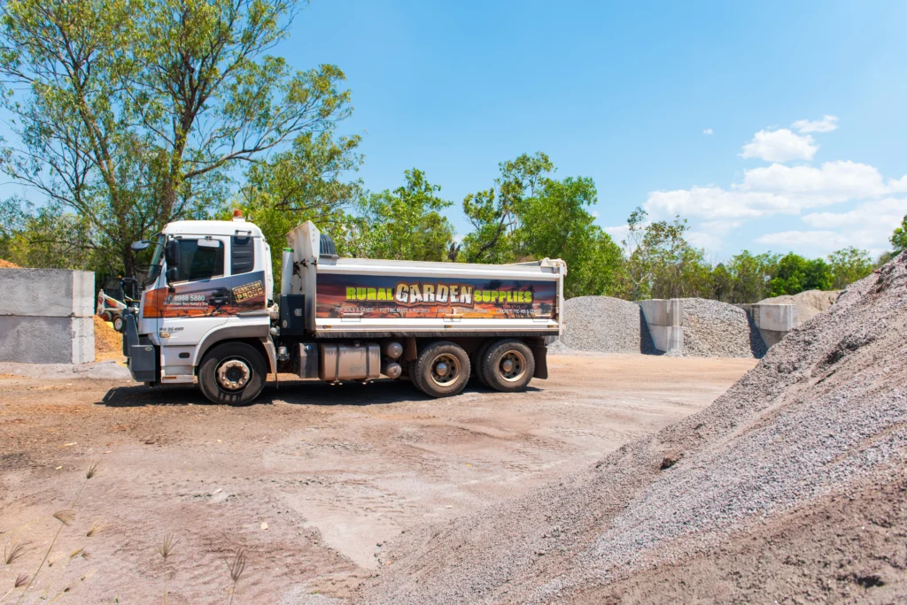 Rural garden Supplies Truck in yard
