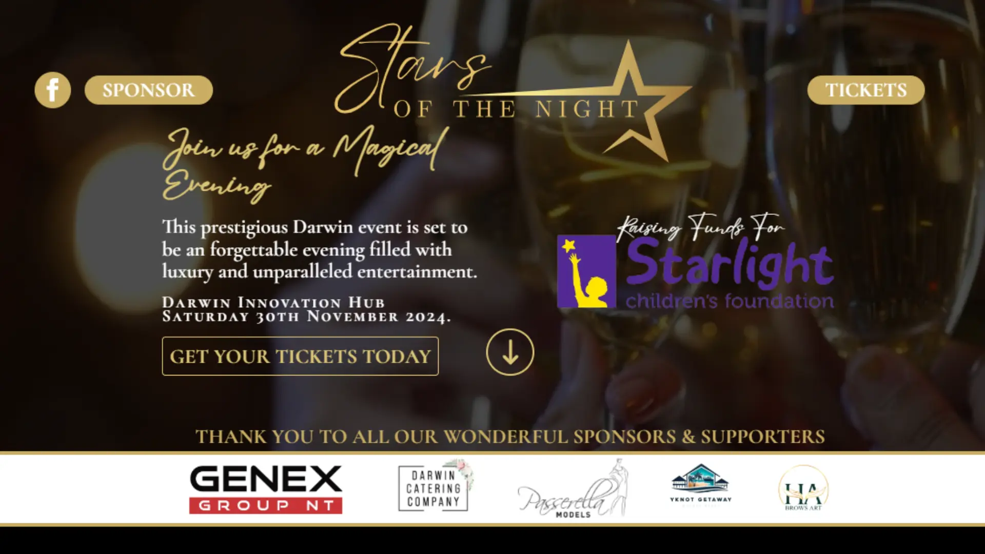 Homepage Website design of Stars of The NIght Gala Ball